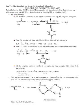 Chuyên đề Hóa học Lớp 12 Tính chất của cả phân tử amino axit - Lưu Văn Dầu